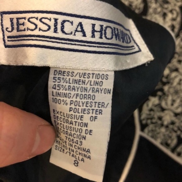 Vintage Jessica Howard Linen Dress Embroidered 8 - Picture 5 of 6